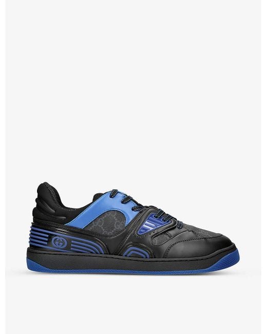 Gucci Basket Faux-leather And Canvas Low-top Trainers in Blue for Men ...
