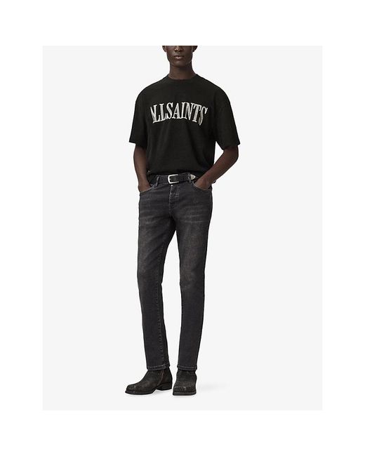 AllSaints Black Dash Branded Cotton-Jersey T-Shirt for men