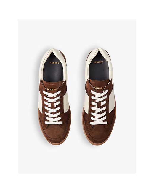 Sandro Brown Logo-print Leather And Mesh Low-top Trainers for men