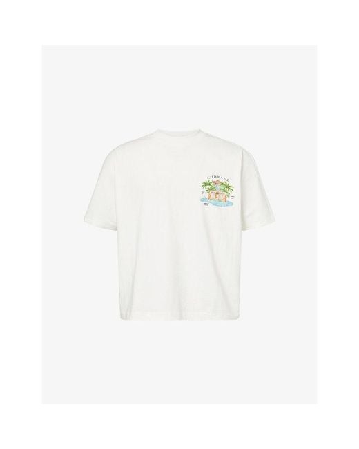 GODMADE White Chateau Graphic-Print Cotton T-Shirt for men