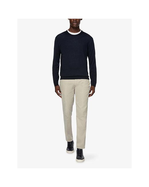 Boggi Blue Crewneck Merino Wool Jumper for men