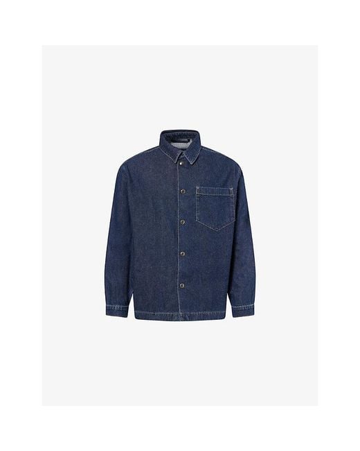 7 For All Mankind Blue Regular-Fit Denim Overshirt for men