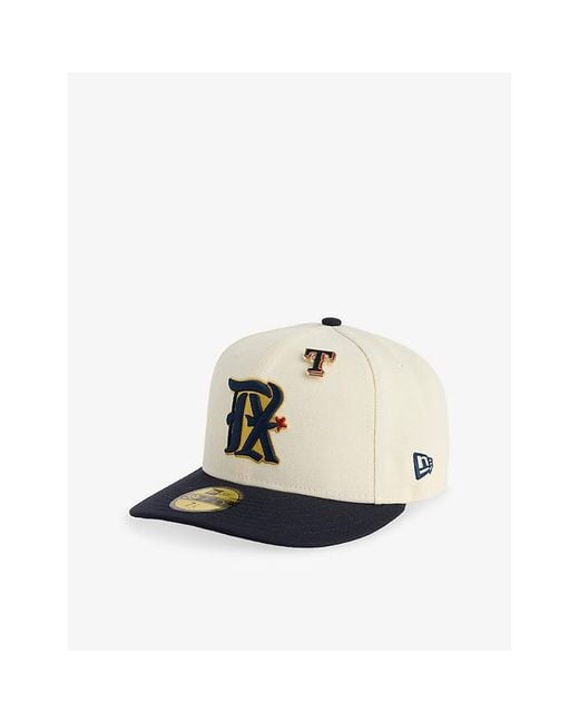 KTZ White 59Fifty Mlb Pin Texas Rangers Woven Baseball Cap