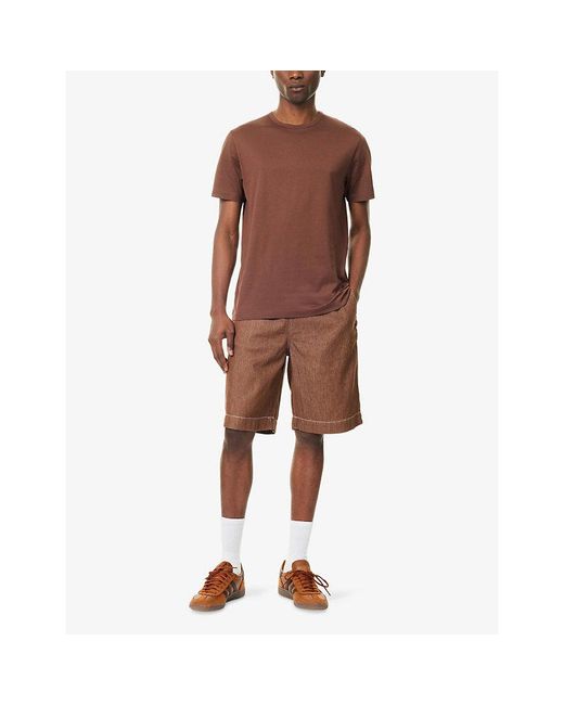 Paul Smith Brown Logo-Patch Slip-Pocket Cotton Shorts for men