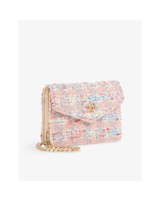 Dune Pink Kisses Bouclé-Texture Fabric Purse