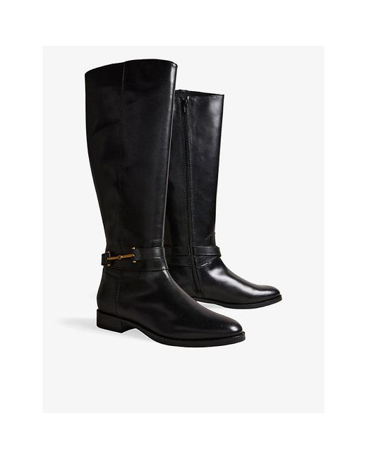 Ted Baker Rydier Hardware-embellished Leather Heeled Knee-high Boots in ...