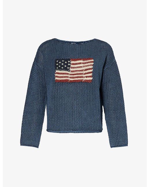 Polo Ralph Lauren Blue American-flag Cotton Knitted Jumper