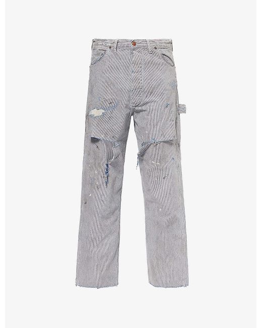 SAINT Mxxxxxx Gray Distressed Regular-fit Straight-leg Jeans for men