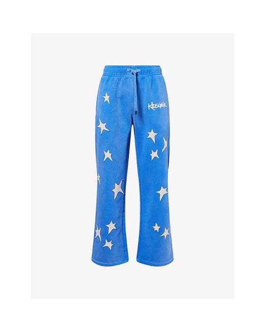 Kidsuper Blue Stars Wide-Leg Cotton Jogging Bottoms for men