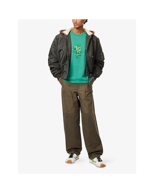 J.W. Anderson Green Jumping Frog Crewneck Cotton-Jersey T-Shirt for men