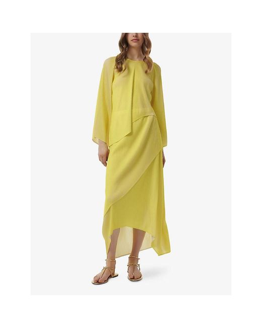 eem Yellow Dual-Tone Plisse Woven Top