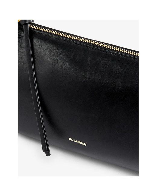 Jil Sander Black Empire Foiled-logo Leather Shoulder Bag