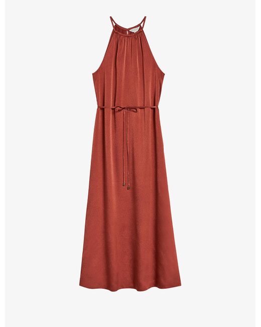 Ted Baker Red Roxieyy Halterneck Crepe Midi Dress