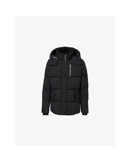 Moose Knuckles Black Everest 3Q Puffer Hooded Woven-Down Jacket for men