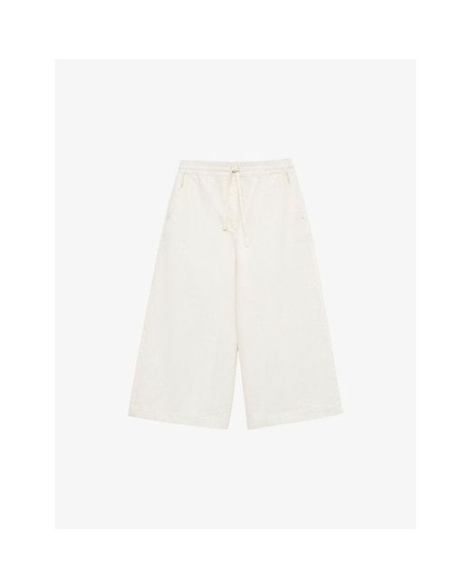 Loewe White X Paula's Ibiza Cropped Wide-leg Mid-rise Cotton-blend Trouser