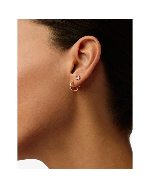 Missoma Metallic Mini Solar Studded 18Ct Vermeil And Cubic Zirconia Hoop Earrings
