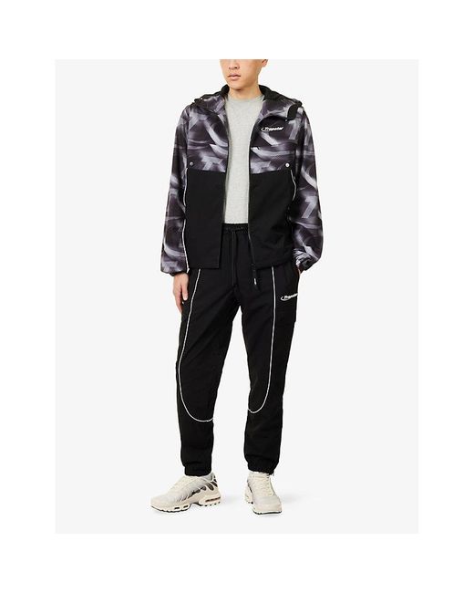 Trapstar Black Hyperdrive Logo-Patch Shell Tracksuit Bottoms for men
