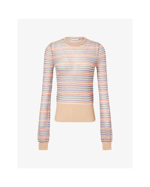 J.W. Anderson Pink Sheer Fair Isle Cotton And Wool Blend Top