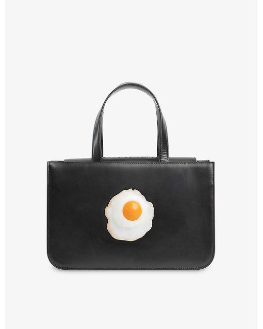 Puppets and Puppets eggappliqué Leather Shoulder Bag in Black Lyst