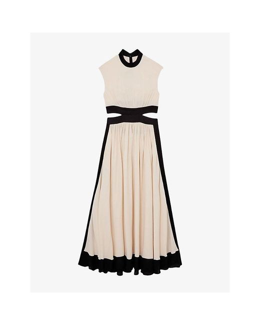 Reiss Natural Keeley Cut-Out Woven Maxi Dress
