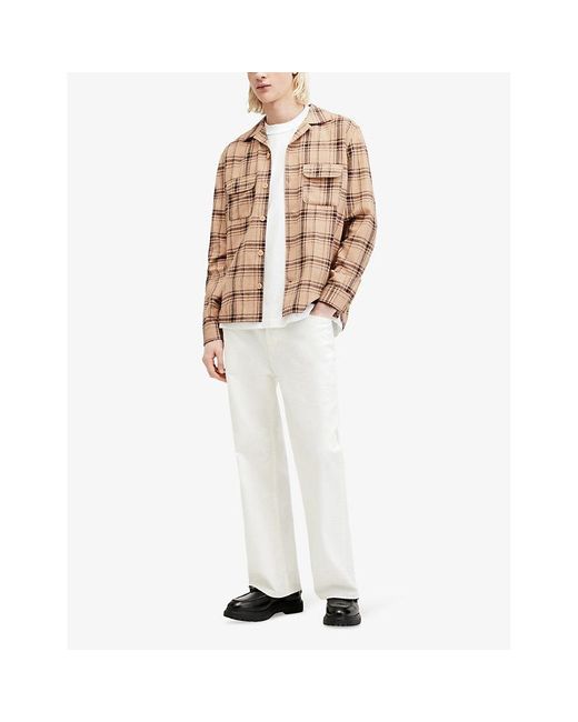 AllSaints Natural Wendel Relaxed-fit Checked Organic-cotton Shirt for men