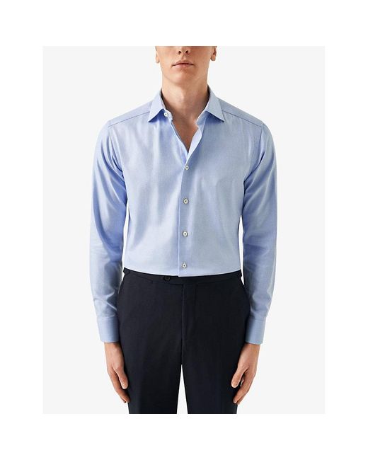 Eton of Sweden Blue Signature Twill Contemporary-fit Cotton Shirt for men