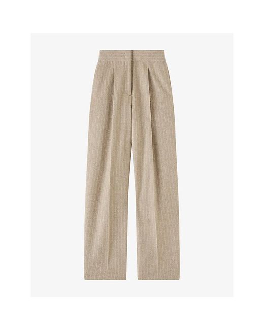 Joseph Natural Pierre Striped Relaxed-Fit Wool And Cashmere-Blend Trousers