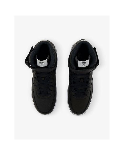 Nike X Stüssy Air Force 1 Mid Mid-top Leather Trainers in Black for Men |  Lyst