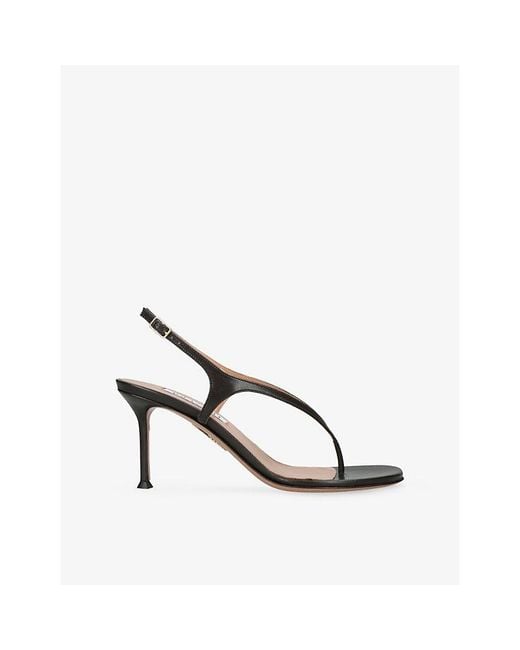 Aquazzura Brown Bikini Thong 75 Leather Heeled Sandals