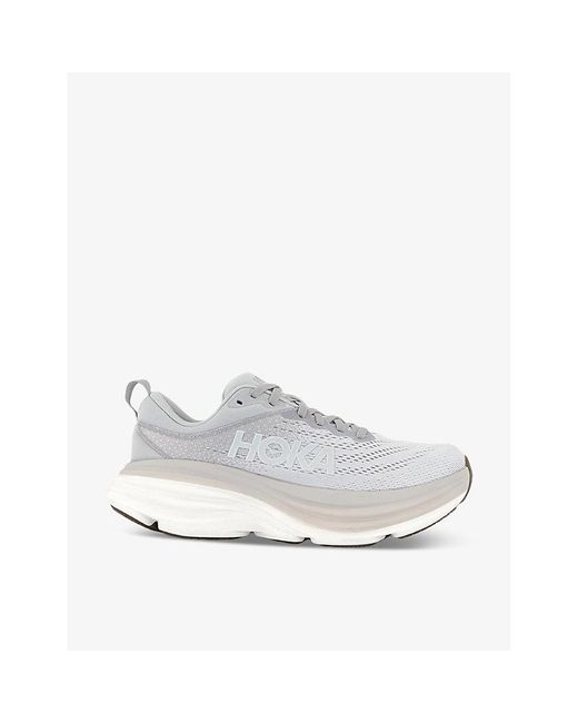 Hoka One One White Lur Rock Nimbus Bondi 8 Lightweight Recycled-polyester-blend Low-top Trainers