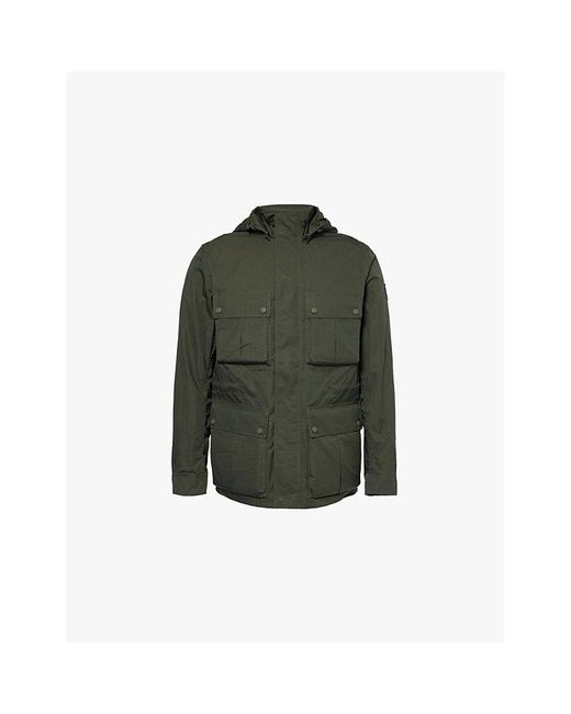 Belstaff Green Tile Drome Hooded Regular-Fit Cotton-Blend Jacket for men