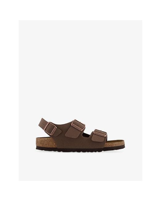 Birkenstock Brown Milano Buckle-Embellished Faux-Leather Sandals