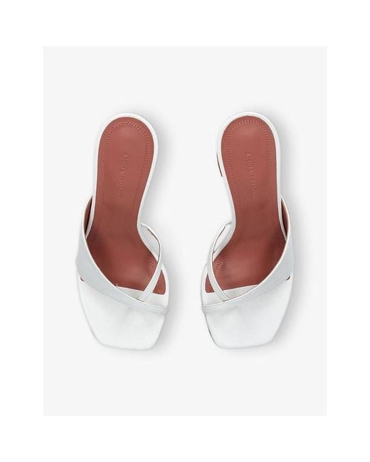 AMINA MUADDI White Shiona 95 Leather Heeled Mules