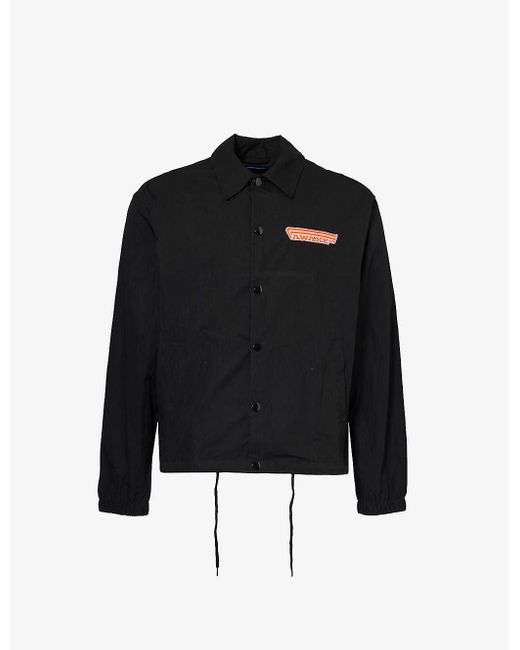 AWAKE NY Black Graphic-print Spread-collar Cotton-blend Coach Jacket for men