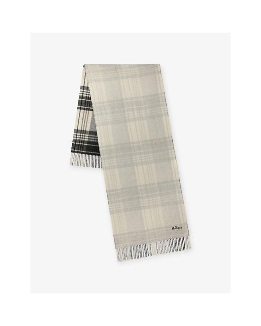 Mulberry Gray Heritage Check Reversible Wool Scarf
