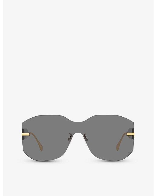 Fendi Fn000635 Fe40067u Rectangle-frame Tinted-lens Metal Sunglasses in ...