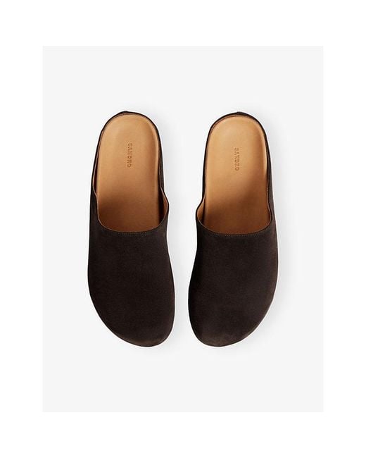 Sandro Black Round-Toe Suede Mules for men