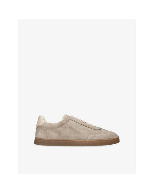 Brunello Cucinelli Natural Foiled-Logo Suede Trainers for men