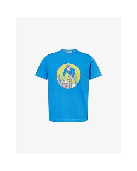 J.W. Anderson Blue Gardener Graphic-Print Cotton T-Shirt for men