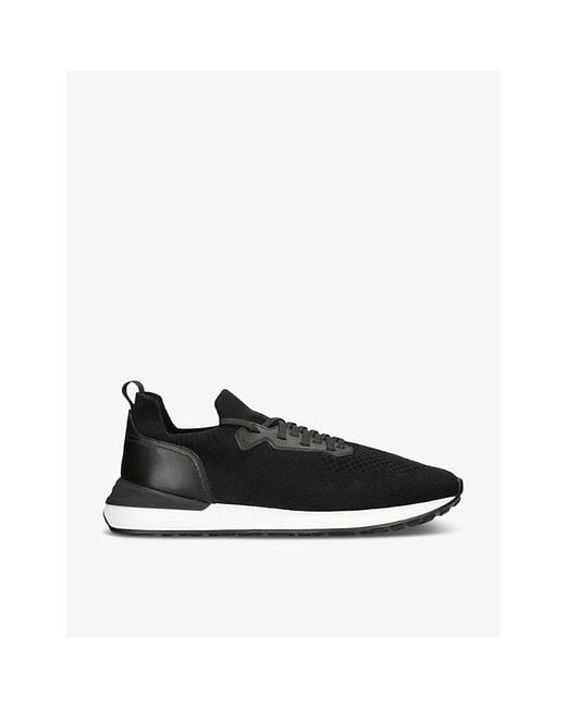 Magnanni Shoes Black Grafton Knitted Low-Top Trainers for men
