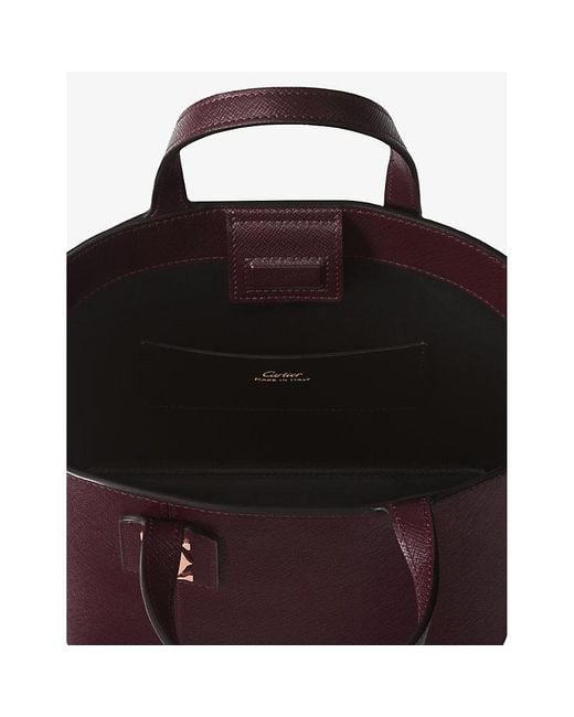 Cartier Purple C De Mini Leather Tote Bag