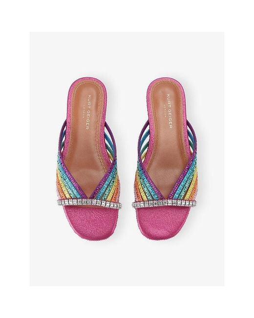 Kurt Geiger Multicolor Crystal Strap Woven Mules