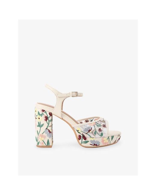 KG by Kurt Geiger White Fairy Embroidered Heeled Mesh Sandals