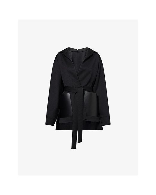 Alaïa Black Noir Wrap Belted Wool Jacket