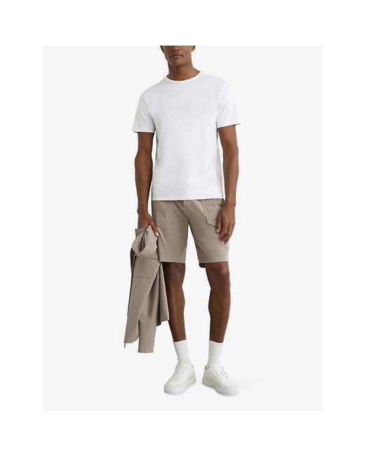 Reiss Natural Ascend Drawstring-Waist Stretch-Woven Cargo Shorts for men