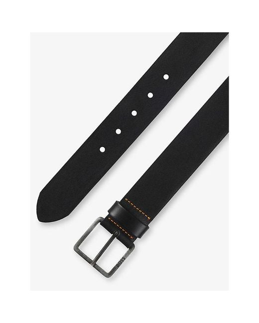 Boss Black Logo-Buckle Leather Belt for men