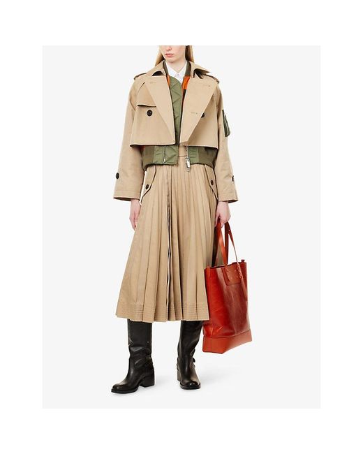 Sacai Natural Layered Blouson Cotton-Gabardine And Woven-Twill Jacket