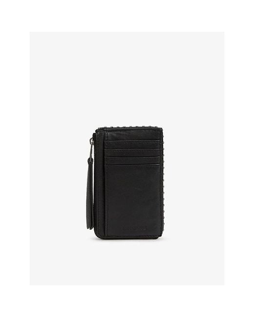 Zadig & Voltaire Black Logo-Plaque Leather Cardholder