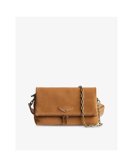 Zadig & Voltaire Brown Rocky Fold-over Suede Cross-body Bag