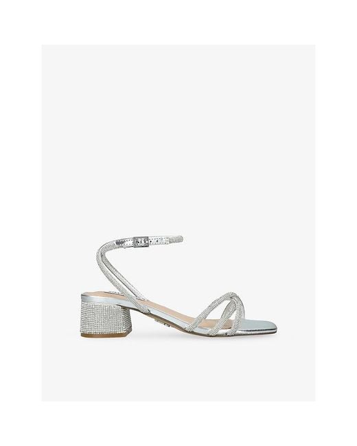 Steve Madden White Cerena 751 Heeled Faux-Leather Sandals
